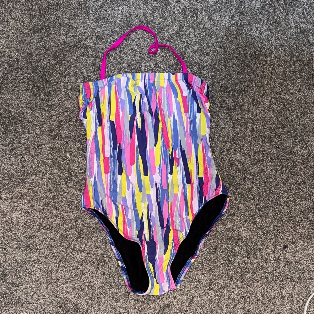 Women’s Multi-Color One-Piece Swimsuit - Pink Accent Size 12